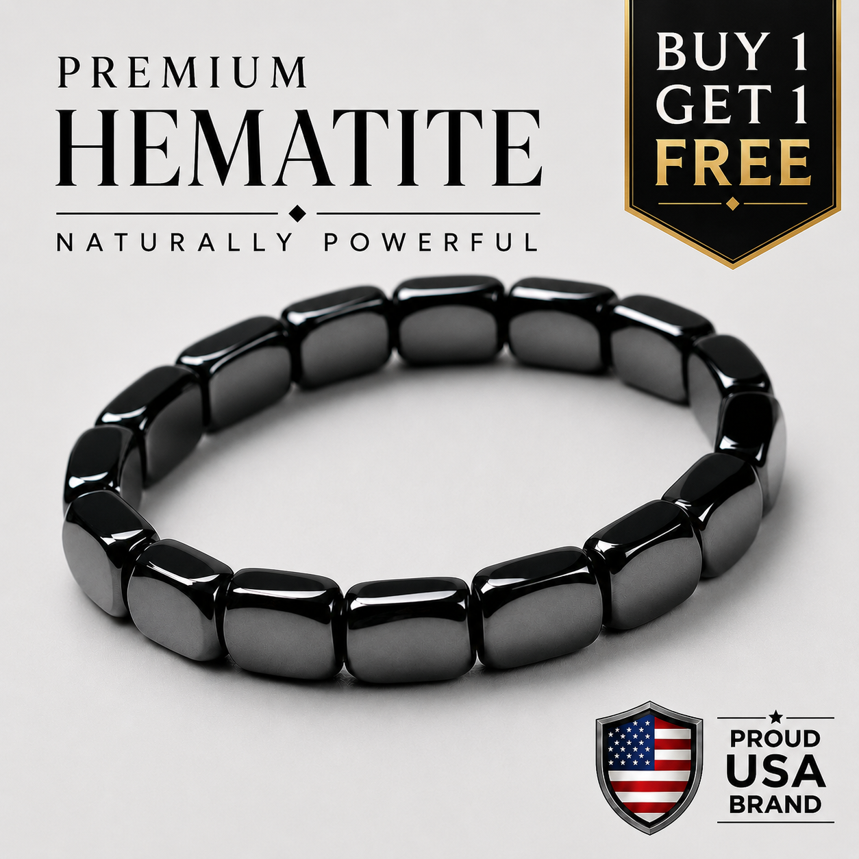 mens hematite bracelet black beads premium naturally powerful